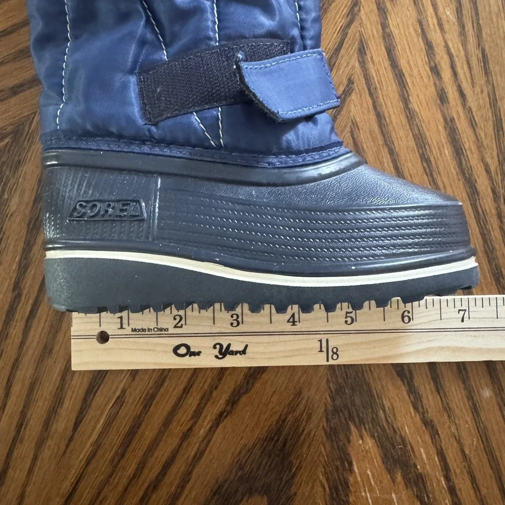 Sorel Snow Boots Unisex Kids Size 7 Blue Waterproof Wool Lined All Weather
